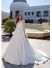 Boat Neck Beaded White Satin Wedding Dress